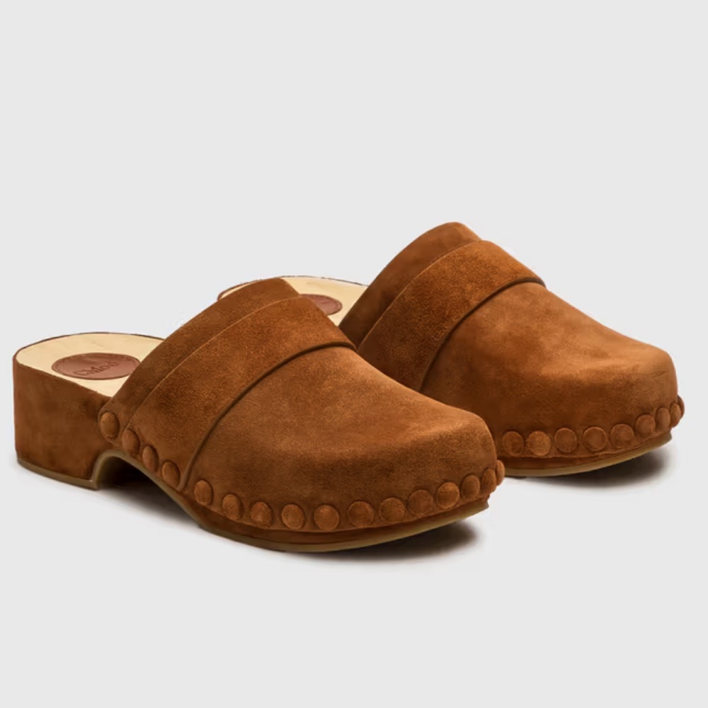 CHLOÉ Y2K Studded Joy Suede Boho Mule Clogs Size 37 - Picture 4 of 16